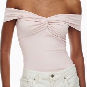 Aritzia Shy Pink Original Contour Twist Off-Shoulder Top